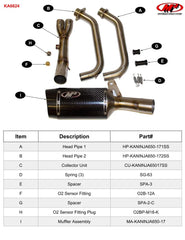 M4 Exhaust stainless steel full system with carbon fiber canister Ninja 650/Z650 2021-2025 KA6624
