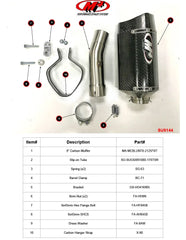 M4 Exhaust Tech 1 Carbon Fiber Slip On 2017-2025 GSXR1000 SU9144