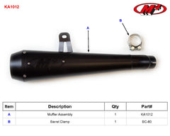 KA1012 M4 Exhaust All Black Retro-Drag Slip-On Kawasaki Eliminator 2024-2025