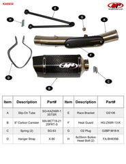 M4 Exhaust Tech 1 Carbon Fiber Slip On 2009 - 2025 ZX6R zx6 KA6934