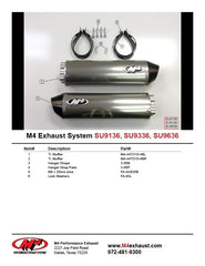 M4 Exhaust Bolt-On System with Dual Titanium Canisters 2003-2008 SV 1000 SU9636